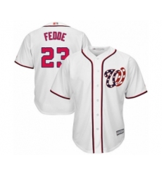 Youth Washington Nationals #23 Erick Fedde Authentic White Home Cool Base Baseball Player Jersey