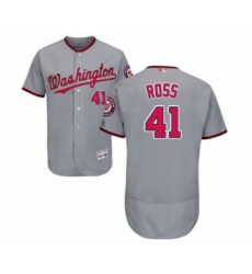 Men's Washington Nationals #41 Joe Ross Grey Road Flex Base Authentic Collection Baseball Player Jersey