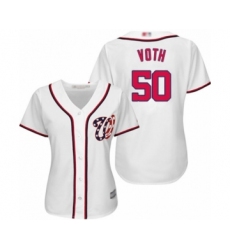 Women's Washington Nationals #50 Austin Voth Authentic White Home Cool Base Baseball Player Jersey
