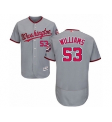 Men's Washington Nationals #53 Austen Williams Grey Road Flex Base Authentic Collection Baseball Player Jersey
