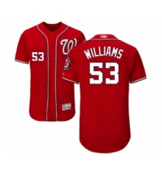 Men's Washington Nationals #53 Austen Williams Red Alternate Flex Base Authentic Collection Baseball Player Jersey