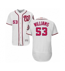 Men's Washington Nationals #53 Austen Williams White Home Flex Base Authentic Collection Baseball Player Jersey