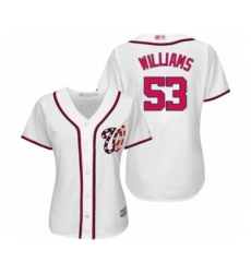Women's Washington Nationals #53 Austen Williams Authentic White Home Cool Base Baseball Player Jersey