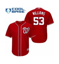 Youth Washington Nationals #53 Austen Williams Authentic Red Alternate 1 Cool Base Baseball Player Jersey