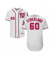 Men's Washington Nationals #60 Hunter Strickland White Home Flex Base Authentic Collection Baseball Player Jersey