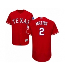 Men's Texas Rangers #2 Jeff Mathis Red Alternate Flex Base Authentic Collection Baseball Player Jersey