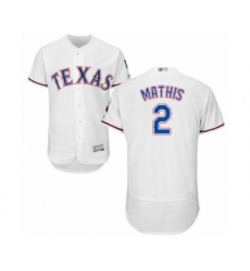 Men's Texas Rangers #2 Jeff Mathis White Home Flex Base Authentic Collection Baseball Player Jersey