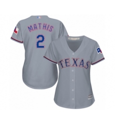 Women's Texas Rangers #2 Jeff Mathis Authentic Grey Road Cool Base Baseball Player Jersey