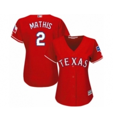 Women's Texas Rangers #2 Jeff Mathis Authentic Red Alternate Cool Base Baseball Player Jersey