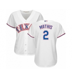 Women's Texas Rangers #2 Jeff Mathis Authentic White Home Cool Base Baseball Player Jersey