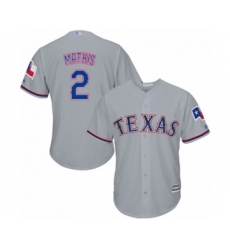 Youth Texas Rangers #2 Jeff Mathis Authentic Grey Road Cool Base Baseball Player Jersey