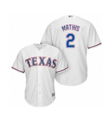 Youth Texas Rangers #2 Jeff Mathis Authentic White Home Cool Base Baseball Player Jersey