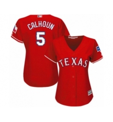 Women's Texas Rangers #5 Willie Calhoun Authentic Red Alternate Cool Base Baseball Player Jersey
