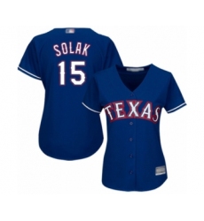 Women's Texas Rangers #15 Nick Solak Authentic Royal Blue Alternate 2 Cool Base Baseball Player Jersey