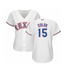 Women's Texas Rangers #15 Nick Solak Authentic White Home Cool Base Baseball Player Jersey