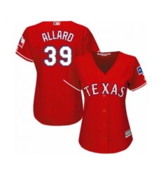 Women's Texas Rangers #39 Kolby Allard Authentic Red Alternate Cool Base Baseball Player Jersey