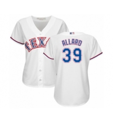 Women's Texas Rangers #39 Kolby Allard Authentic White Home Cool Base Baseball Player Jersey