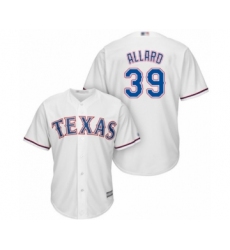 Youth Texas Rangers #39 Kolby Allard Authentic White Home Cool Base Baseball Player Jersey