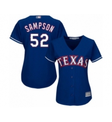 Women's Texas Rangers #52 Adrian Sampson Authentic Royal Blue Alternate 2 Cool Base Baseball Player Jersey