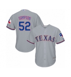 Youth Texas Rangers #52 Adrian Sampson Authentic Grey Road Cool Base Baseball Player Jersey