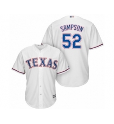 Youth Texas Rangers #52 Adrian Sampson Authentic White Home Cool Base Baseball Player Jersey