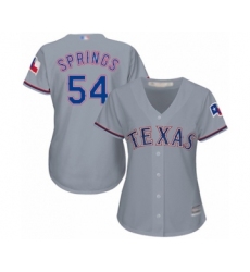 Women's Texas Rangers #54 Jeffrey Springs Authentic Grey Road Cool Base Baseball Player Jersey