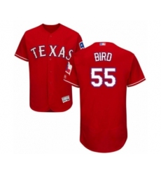 Men's Texas Rangers #55 Kyle Bird Red Alternate Flex Base Authentic Collection Baseball Player Jersey