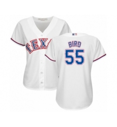 Women's Texas Rangers #55 Kyle Bird Authentic White Home Cool Base Baseball Player Jersey