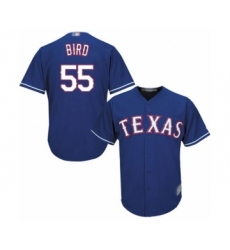 Youth Texas Rangers #55 Kyle Bird Authentic Royal Blue Alternate 2 Cool Base Baseball Player Jersey