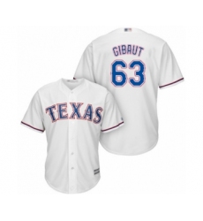 Youth Texas Rangers #63 Ian Gibaut Authentic White Home Cool Base Baseball Player Jersey