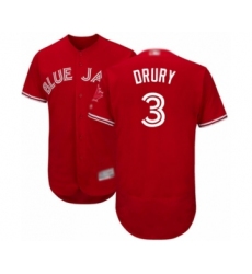 Men's Toronto Blue Jays #3 Brandon Drury Scarlet Alternate Flex Base Authentic Collection Alternate Baseball Player Jersey