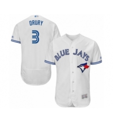 Men's Toronto Blue Jays #3 Brandon Drury White Home Flex Base Authentic Collection Baseball Player Jersey