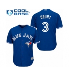 Youth Toronto Blue Jays #3 Brandon Drury Authentic Blue Alternate Baseball Player Jersey