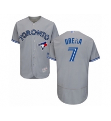 Men's Toronto Blue Jays #7 Richard Urena Grey Road Flex Base Authentic Collection Baseball Player Jersey