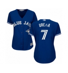 Women's Toronto Blue Jays #7 Richard Urena Authentic Blue Alternate Baseball Player Jersey
