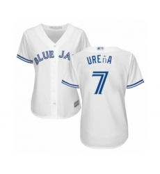 Women's Toronto Blue Jays #7 Richard Urena Authentic White Home Baseball Player Jersey