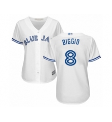 Women's Toronto Blue Jays #8 Cavan Biggio Authentic White Home Baseball Player Jersey