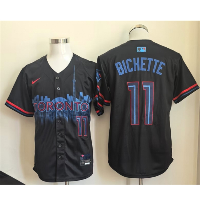 Men's Toronto Blue Jays #11 Bo Bichette Navy 2024 City Connect Limited Stitched Baseball Jersey