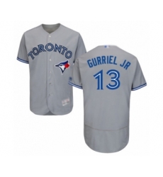 Men's Toronto Blue Jays #13 Lourdes Gurriel Jr. Grey Road Flex Base Authentic Collection Baseball Player Jersey