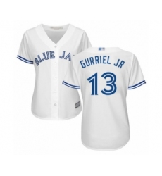 Women's Toronto Blue Jays #13 Lourdes Gurriel Jr. Authentic White Home Baseball Player Jersey
