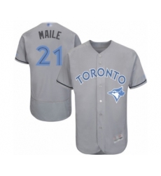 Men's Toronto Blue Jays #21 Luke Maile Authentic Gray 2016 Father's Day Fashion Flex Base Baseball Player Jersey