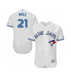Men's Toronto Blue Jays #21 Luke Maile White Home Flex Base Authentic Collection Baseball Player Jersey
