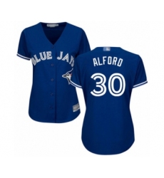 Women's Toronto Blue Jays #30 Anthony Alford Authentic Blue Alternate Baseball Player Jersey