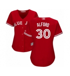 Women's Toronto Blue Jays #30 Anthony Alford Authentic Scarlet Alternate Baseball Player Jersey