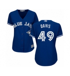 Women's Toronto Blue Jays #49 Jonathan Davis Authentic Blue Alternate Baseball Player Jersey