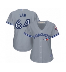 Women's Toronto Blue Jays #64 Derek Law Authentic Grey Road Baseball Player Jersey