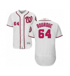 Men's Washington Nationals #64 James Bourque White Home Flex Base Authentic Collection Baseball Player Jersey