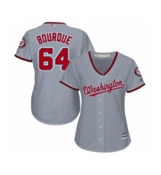 Women's Washington Nationals #64 James Bourque Authentic Grey Road Cool Base Baseball Player Jersey