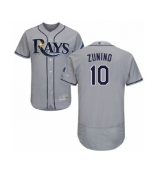 Men's Tampa Bay Rays #10 Mike Zunino Grey Road Flex Base Authentic Collection Baseball Player Jersey