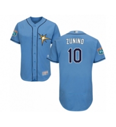 Men's Tampa Bay Rays #10 Mike Zunino Light Blue Flexbase Authentic Collection Baseball Player Jersey